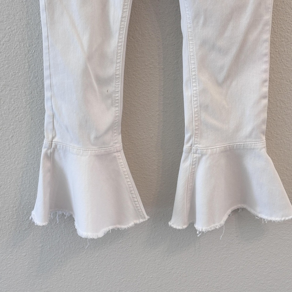 Mother The Cha Cha Fray Jeans Womens Size 25 White Glass Slipper Ruffle Hem - Picture 4 of 16